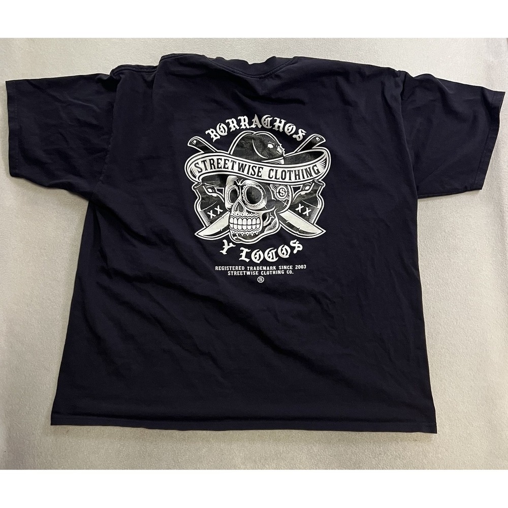 Streetwise T-Shirt Men's Size 3XL Blue Skull Sombrero Short Sleeve Graphic Tee